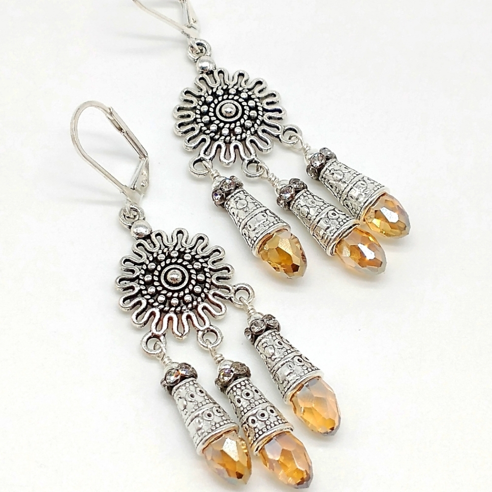 Sunburst Crystal Chandelier Earrings